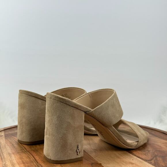 Sam Edelman Delaney Beige Suede Leather Women's US 8.5 Block Heel Mules - Picture 6 of 14